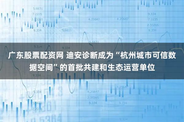 广东股票配资网 迪安诊断成为“杭州城市可信数据空间”的首批共建和生态运营单位